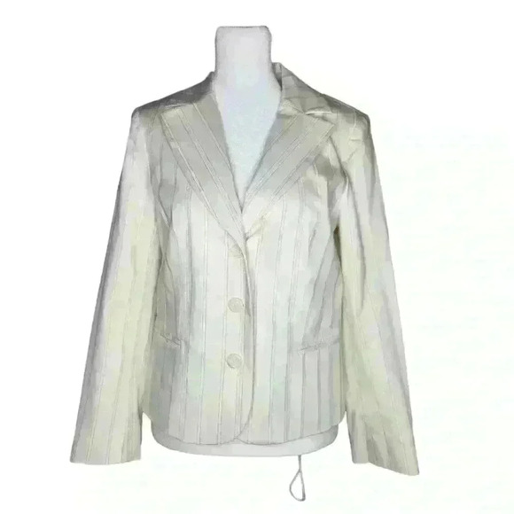 Caslon Women's Button Down Ivory Blazer Jacket Size 8P Workwear Casual - Picture 1 of 9